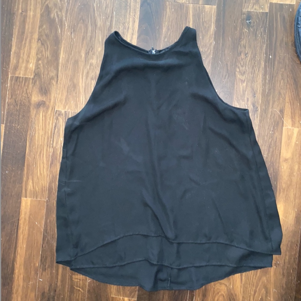 AQUA High Neck Tank Top; half zipper back w/ open seem